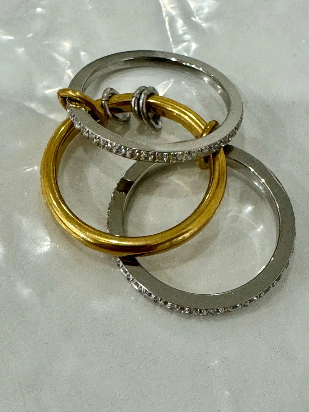 NEW💍✨Two-Tone Crystal Interlocking Statement Ring Size 8